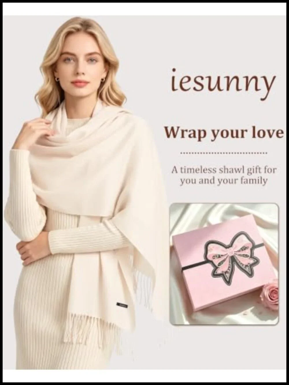 Women's Ultra-Soft Pashmina Shawl Wrap with Tassels Evening Bridal Cover Up